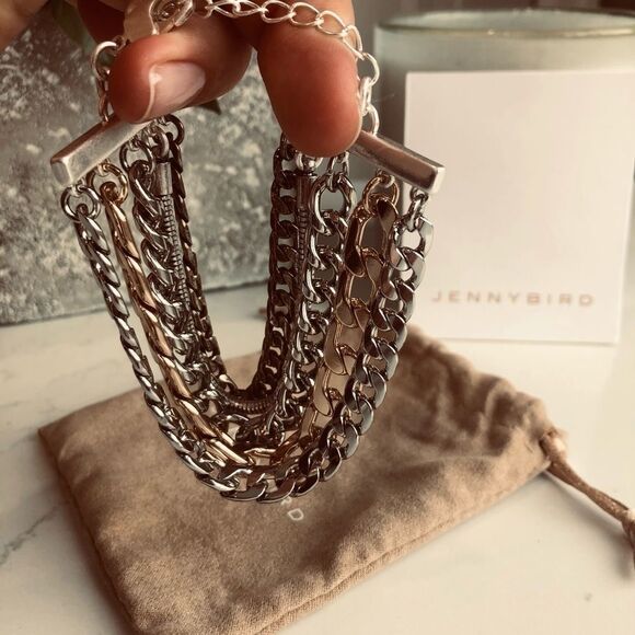 NWT- JENNY BIRD Austin Cuff Bracelet made from chains cute casual bracelet - Picture 2 of 7